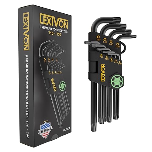 LEXIVON Torx Wrench Set, 9-Piece Premium Star Keys, L-Shaped Long