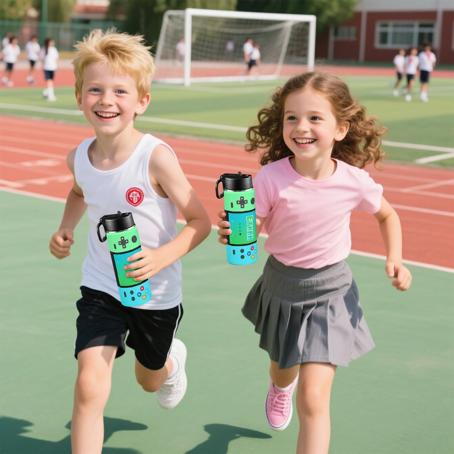 Personalized Game Water Bottle for Boys, Customized Kids Insulated Bottle with Name for Kids for School, Stainless Steel Thermo with Straw, 18oz - Image 7