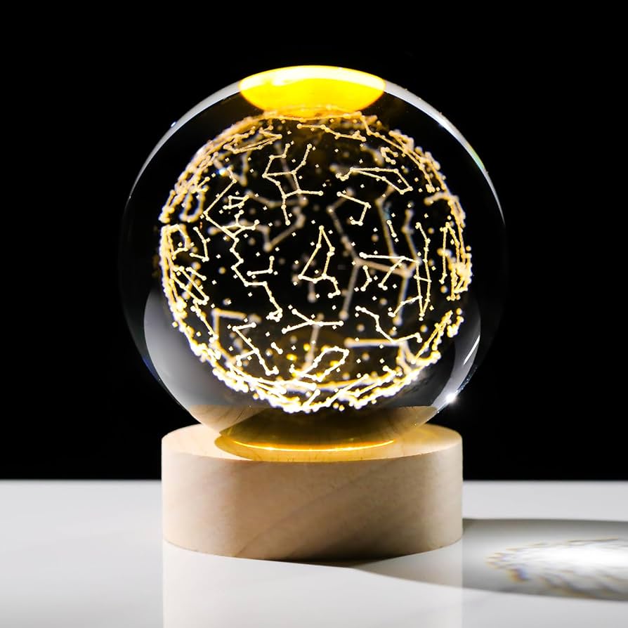 Amazon.co.jp: Arikyrist 3D星座クリスタルボールランプ、木製