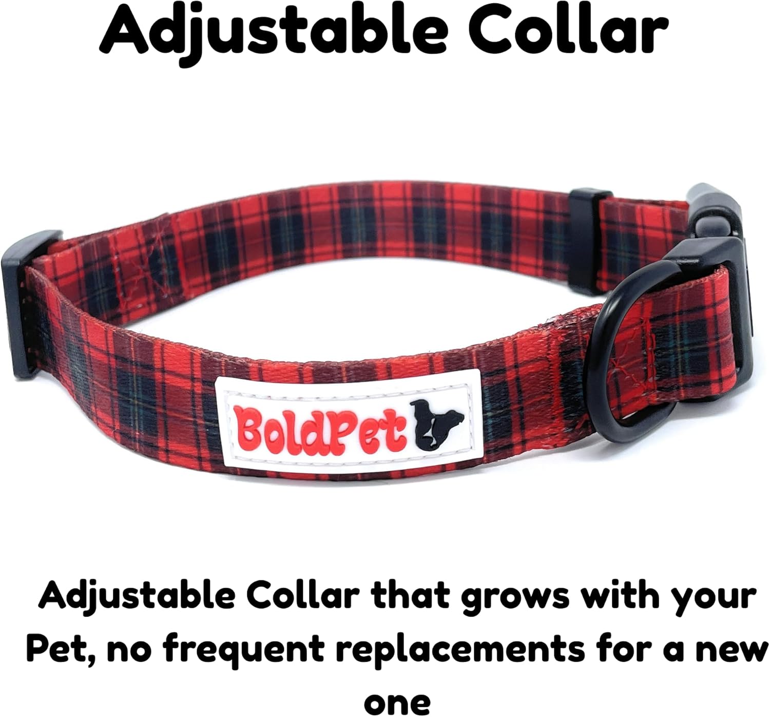 Dog Collar and Leash Set - Durable Polyester Material -Adjustable Collar-Safe Metal Buckle-Cute Plaid Dog Leash and Collar Set for Small, Medium and Large Dogs image 2 of 7 B0DHGFGRYG
