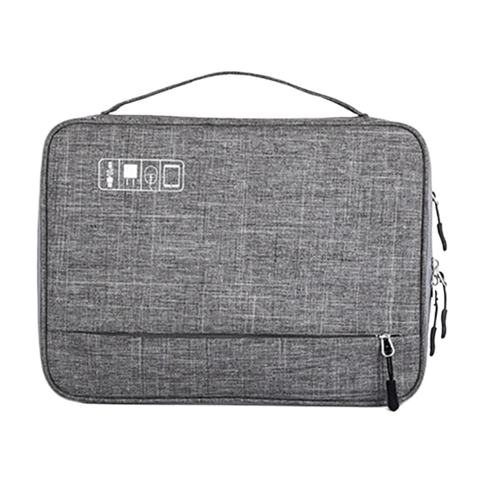 Borsa Organizer Cavi Borsa for accessori elettronici a doppio strato, con scomparti separati, strisce staccabili, custodia organizer portatile for dischi rigidi e cavi(Gray)
