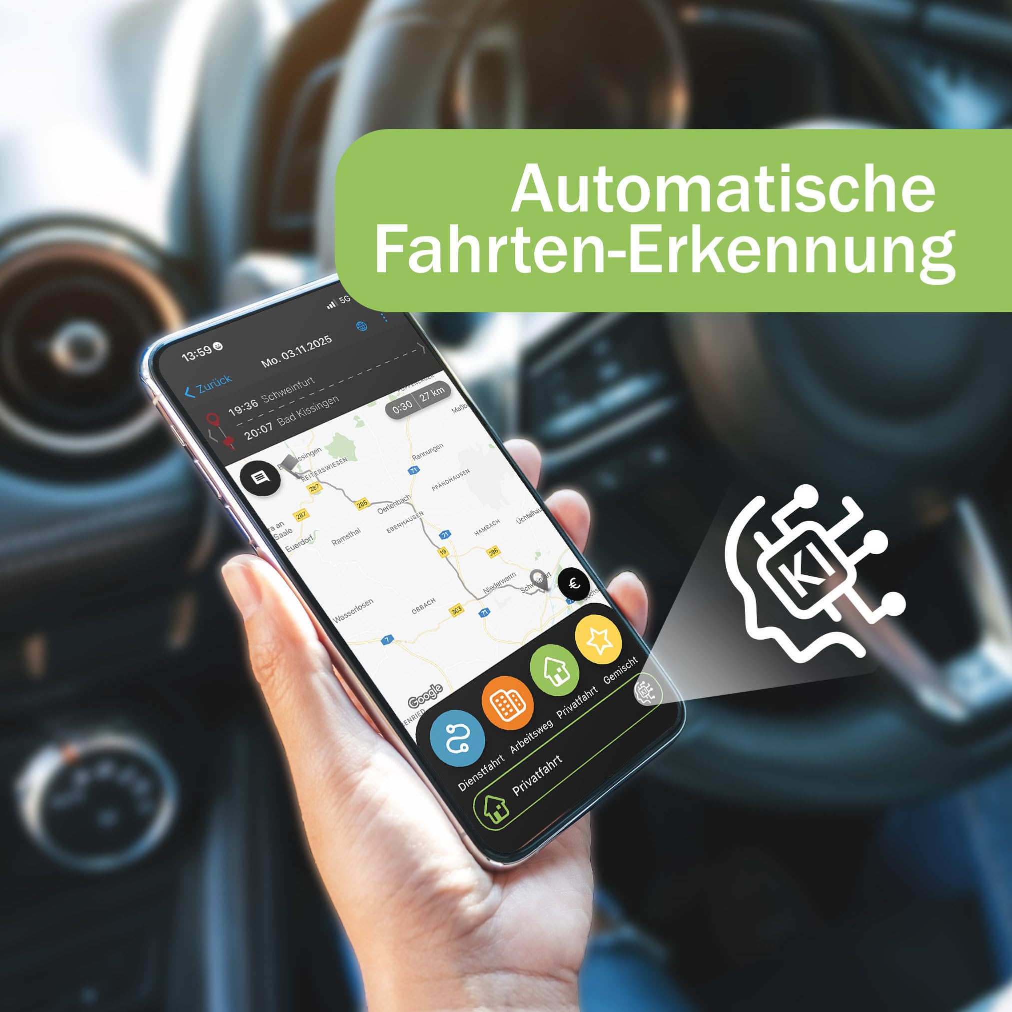 Jammer.net - Digitales Fahrtenbuch, finanzamtkonform: GPSauge OBD-Stecker, inkl. Jahreslizenz, Portalzugang am PC & mobiler App. Für alle Fahrzeuge geeignet. Kein Vertrag! (Basispaket)