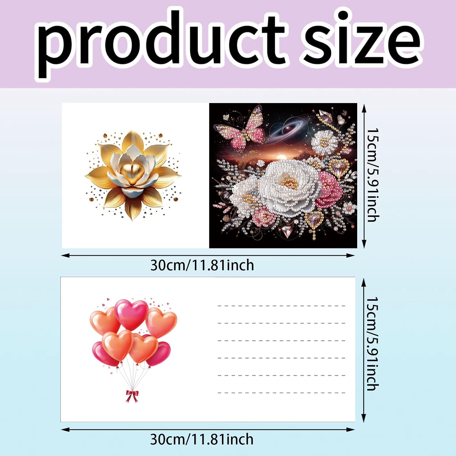 MaiYiYi 6 Pack DIY Lotus Flower Diamond Painting Greeting Cards Kit Flower Butterfly Diamond Painting Cards Mandala Flowers Diamond Art Greeting Cards for Family Friends Holiday Birthday
