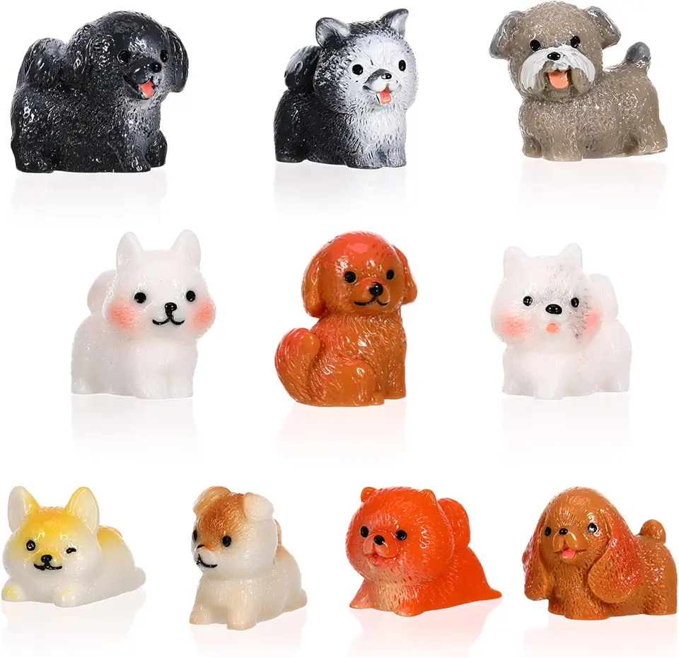 TOYANDONA 10 Peças Estatuetas De Mini Cachorro Estatuetas De Animais Em Miniatura Mini Cães De Resina Figuras De Cachorrinhos Mini Animais De Resina Cães Minúsculos Para Casa De Bonecas