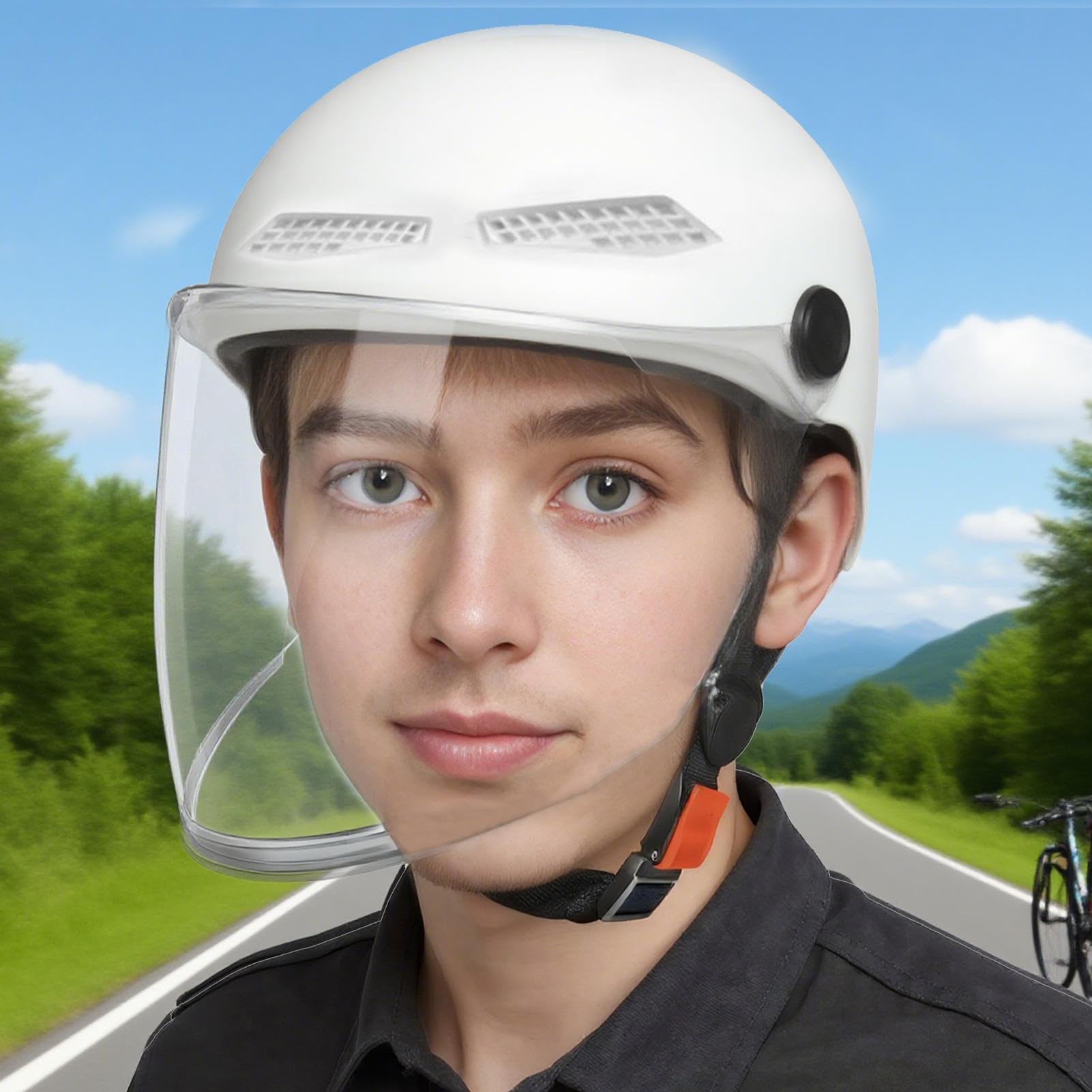Casco Semiabierto | Casco de Motocicleta Pequeño, Abierto Retro con Liberación Rápida para Scooter ATV Jóvenes Adultos Mujeres