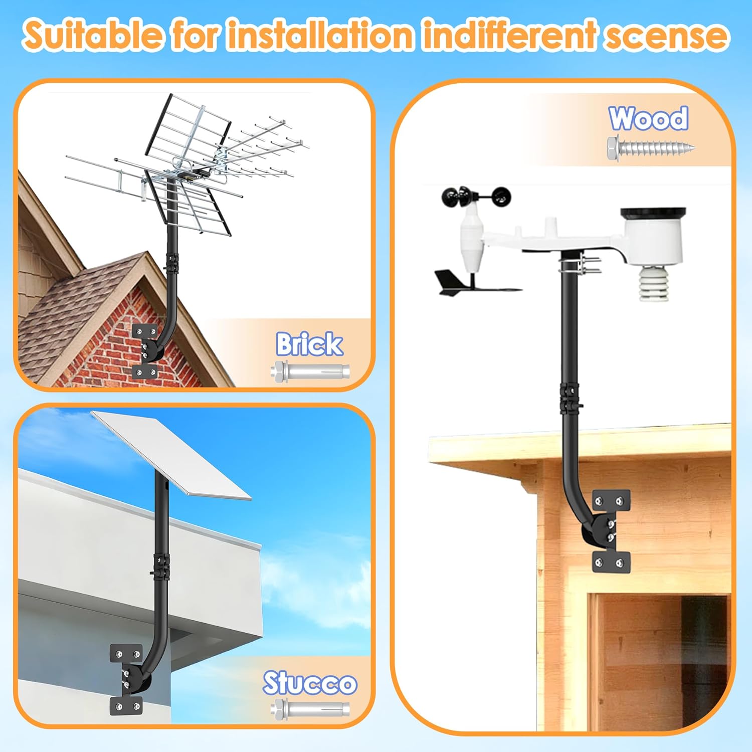 OPKING Gen 3 Starlink Mount, Adjustable Starlink Roof/Wall Mount Kit for V3 Standard Dish, Compatible with Concrete, Brick & Wooden Walls, Includes 90° Tilt Metal Gen 3 Pipe Adapter