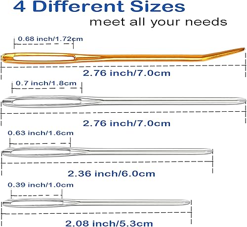 Miniatura 2 de Pikdmin Kit de 11 agujas de coser grandes de acero inoxidable, agujas romas de ojo grande y agujas de tapiz dobladas para tapiz, lana de coser,