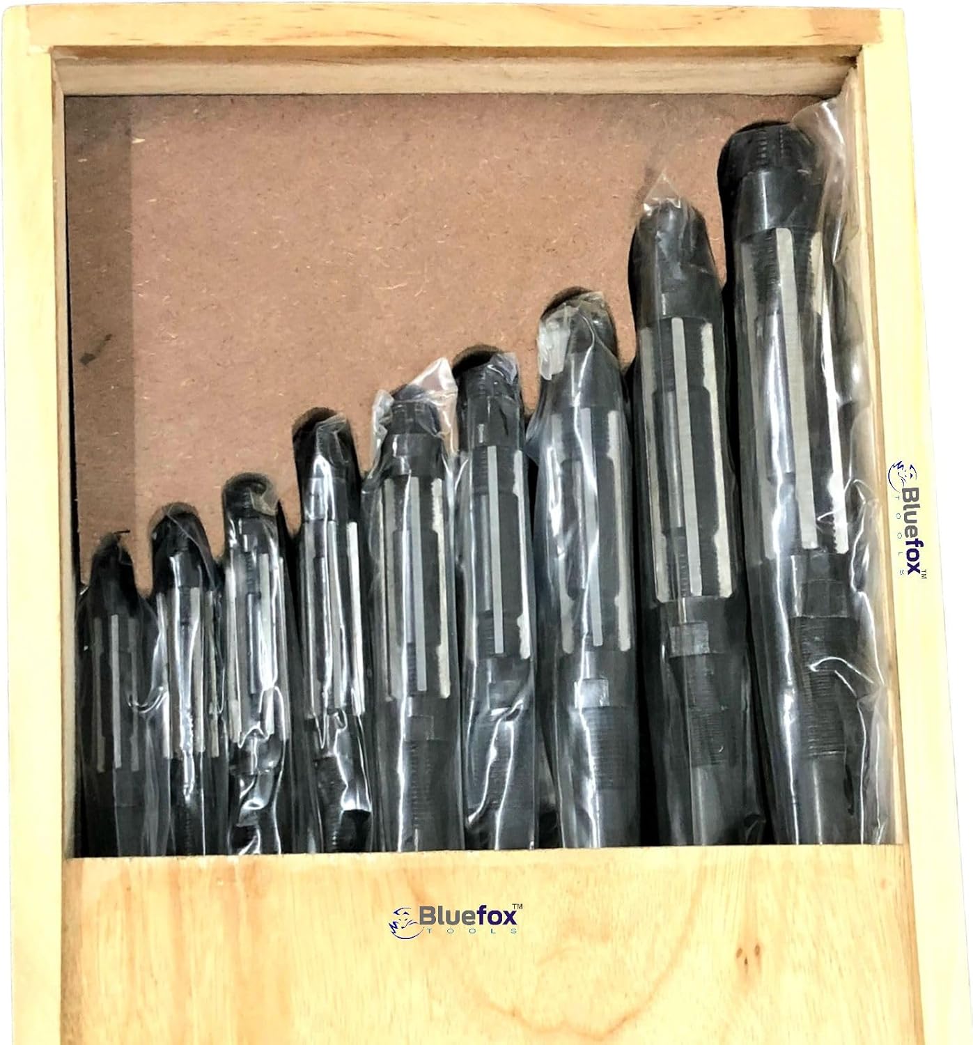 BLUEFOX Premium Adjustable Hand Reamer Set (9 Pieces) – Sizes H4 to H12 (15/32" to 1-3/16") with 6 Blades – High-Quality Precision Tool for Fine Adjustment