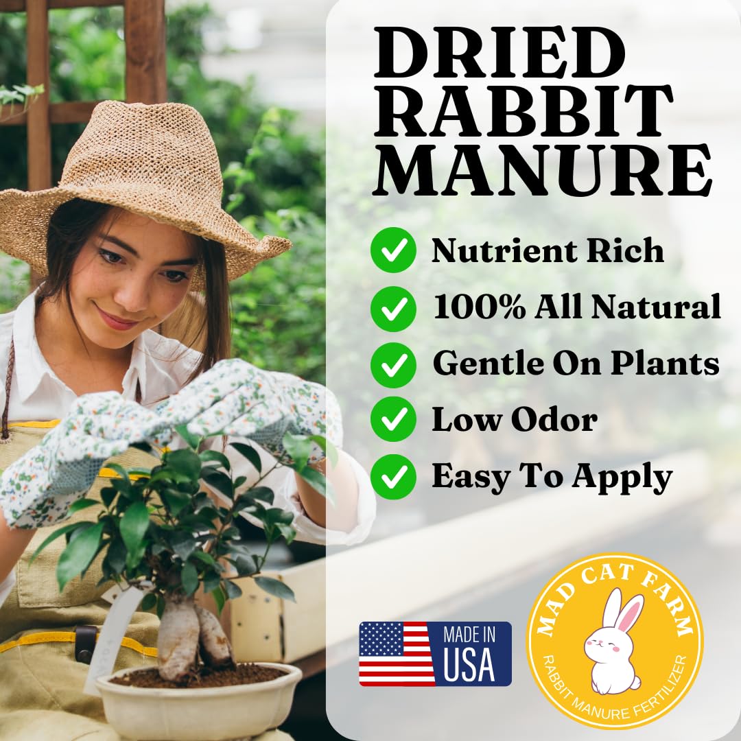 Rabbit Manure Fertilizer Pellets - All Natural Soil Amendment for Vegetable Gardens, Worm Composting, Indoor and Outdoor Potted Plants (5 Pounds)
