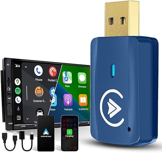 MSXTTLY Wireless Android Auto & Carplay Wireless Adapter, Wireless 2 IN 1 Stick Konvertieren Wired Android Auto/Carplay in kabellos für Autos mit…