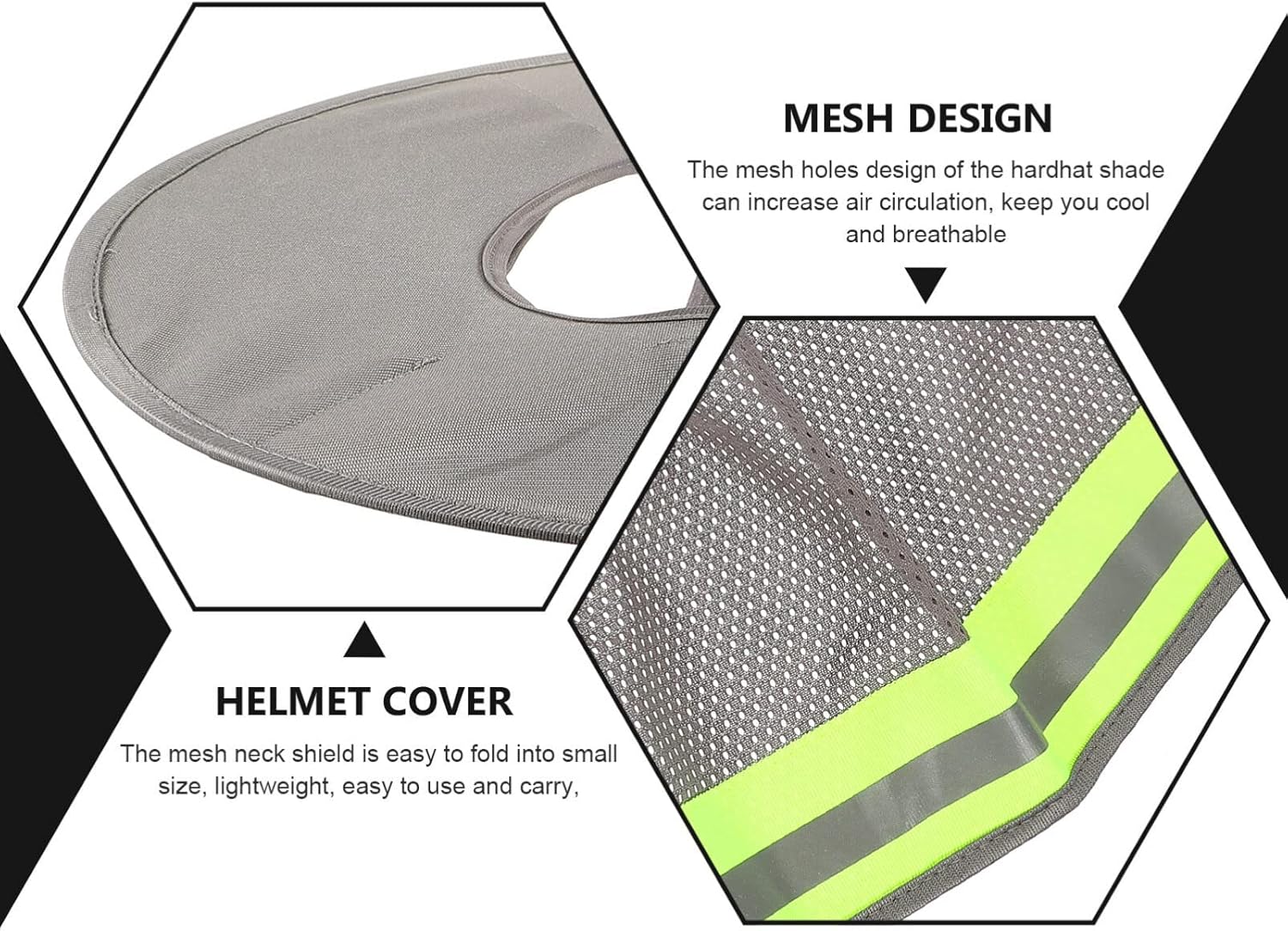 Hard Hat Sun Shade, Full & Standard Brim Mesh Sunshade High Visibility Visor Reflective Polyester Hard Hat Visor Accessories for Outdoor Work Not Included