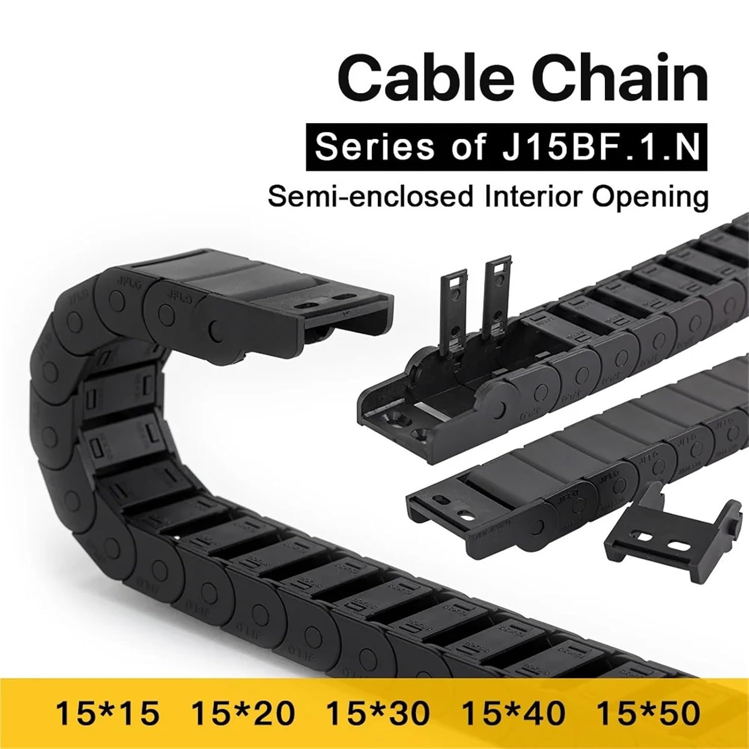 Cable Chain Semi-Enclosed Interior Opening 15x15 15x20 15x30 Drag Plastic Towline Transmission Machine Accessories(28mm,15x15 mm)