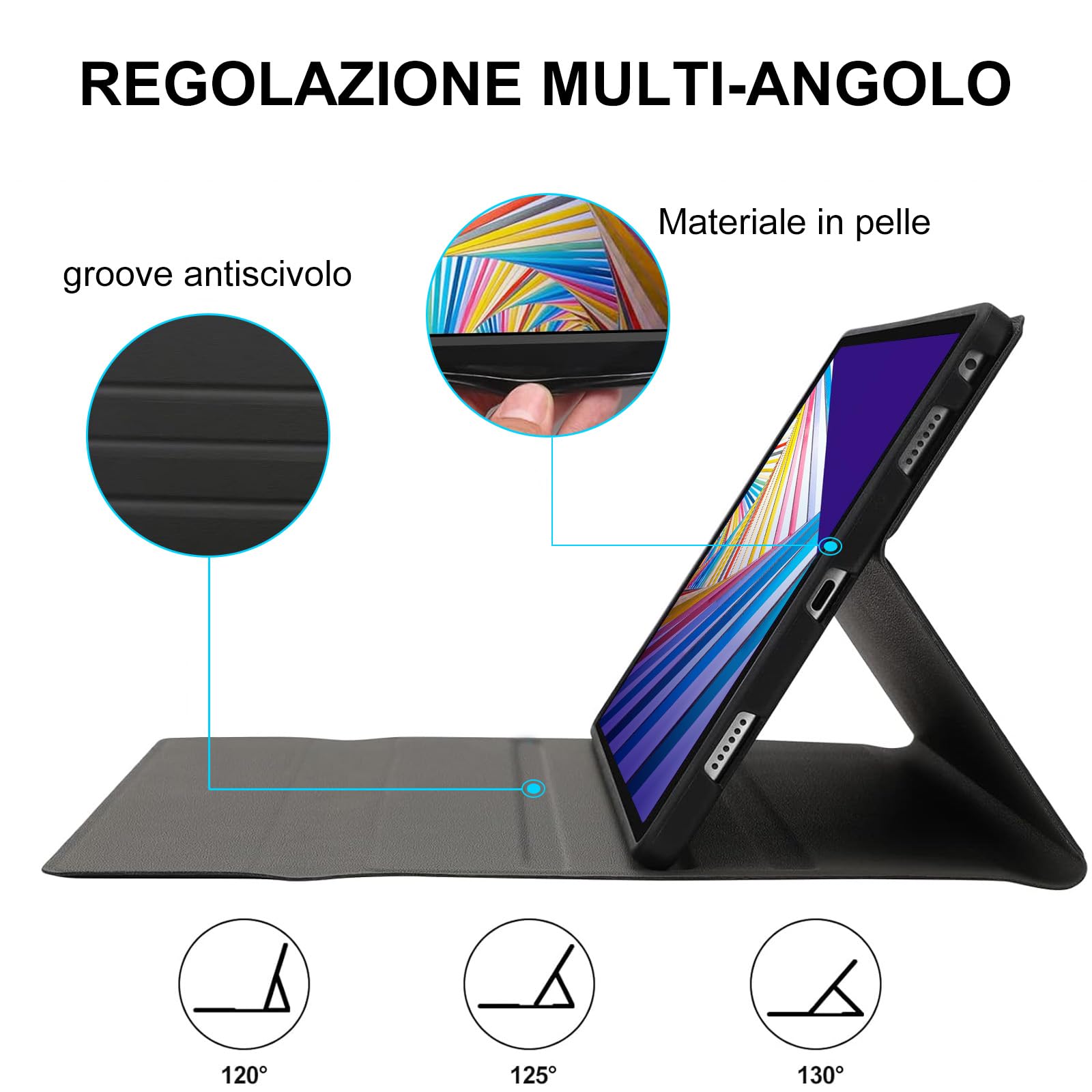 Custodia Con Tastiera Wireless Per Lenovo Tab M10 Plus 3rd Gen 10.6'' (TB-125FU/128FU) - Layout Italiano, Retroilluminata 7 Colori, Viola