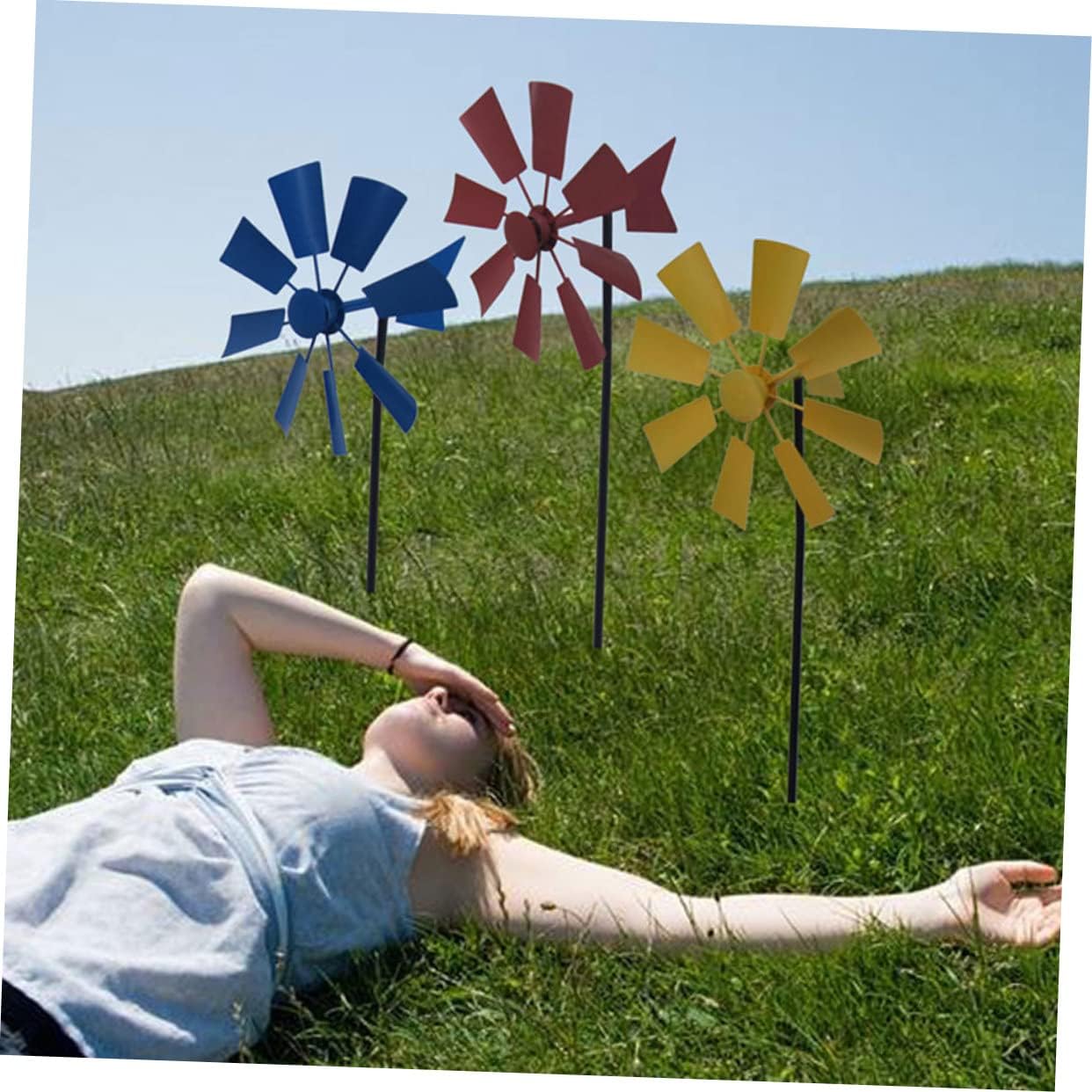 SUPVOX 3pcs Outdoor Landscape Windmill Adornment Spinners Metal Craft Decorative Windmill
