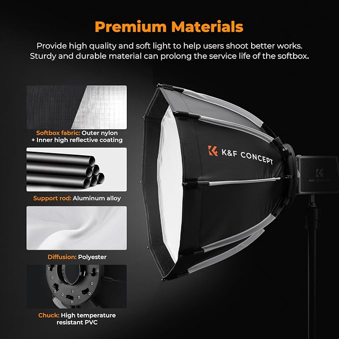 Softbox Octogonal K&F CONCEPT 40cm para PL-60B miniatura 6