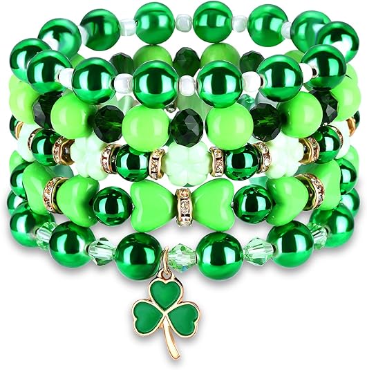 🍀 St. Patrick's Day Bracelet Stack: 5 Festive Beaded Bracelets!