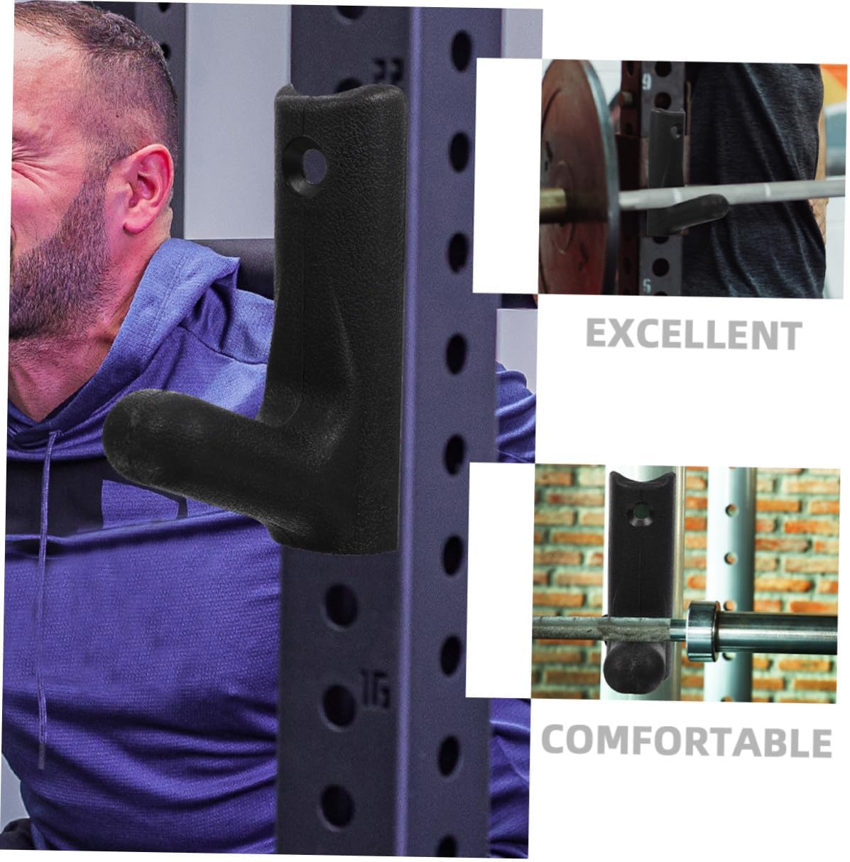 6pcs Wall Mounted Barbell Storage Rack with Heavy Duty Hooks, Commercial Grade Steel Barbell Holder for Home Gym Weight Organization and Strength Training Equipment