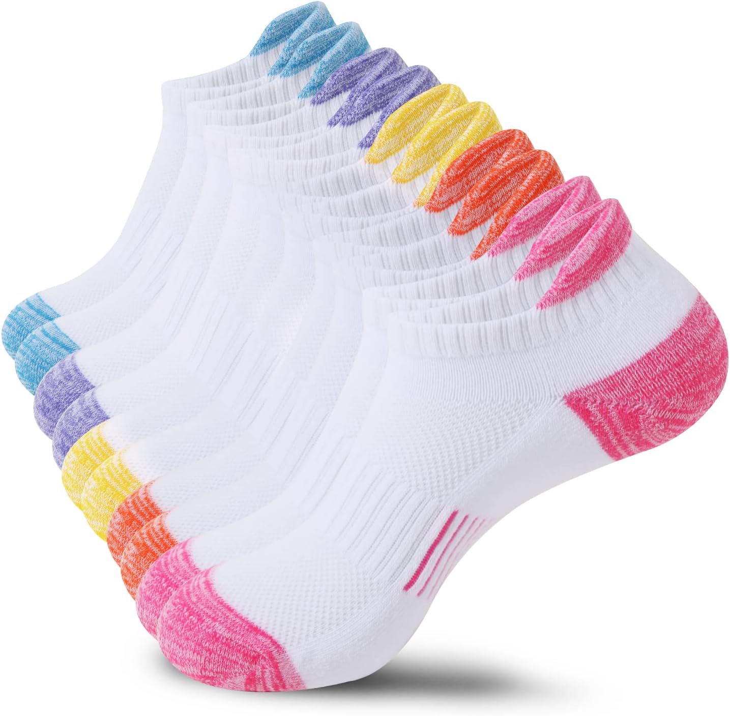 Running Socks Womens 5 Pairs Trainer Sports Socks for Women Cushioned Breathable Socks Cotton Low Cut Athletic Socks Ladies Casual Nonslip Ankle Socks