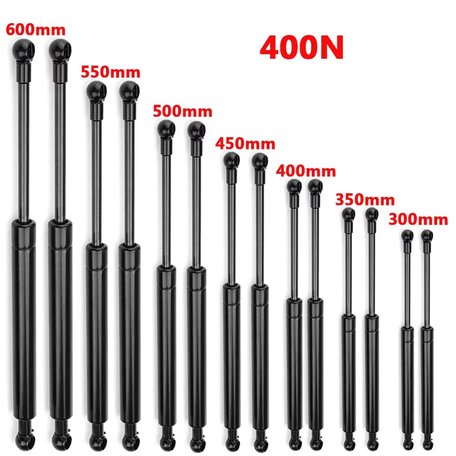 Vérin Ouverture Capot 2 Pièces 400N 300 350 400 450 500 600mm Barres Jambe Force À Gaz Ressorts Support Capot Démarrage Voiture Caravanes Portes Hayon(350mm)