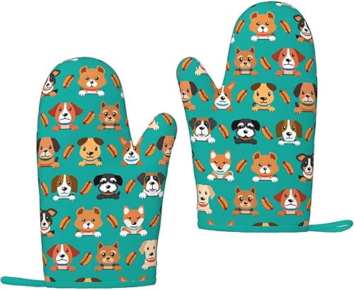 Miniatura 1 de Guantes de horno de silicona con estampado de oso, guantes de brújula de estrella del universo, guantes de cocina, resistentes al calor,
