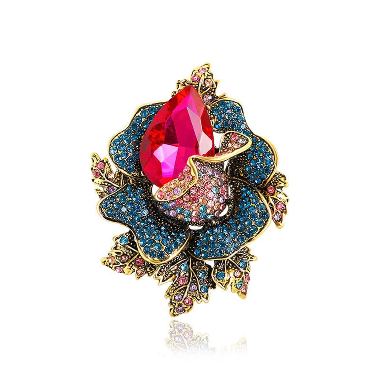 Broche de cristal hecho a mano de lujo para mujer, decoración de aleación de alta gama para abrigos, trajes y bufandas