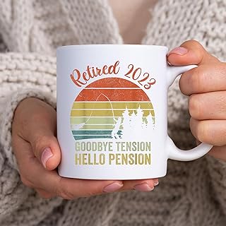 Goodbye Tension Hello Pension Shirt, 2023 Retired Fisher Men BlackMug, Tea Mug, Tea Cup, Coffee Cup