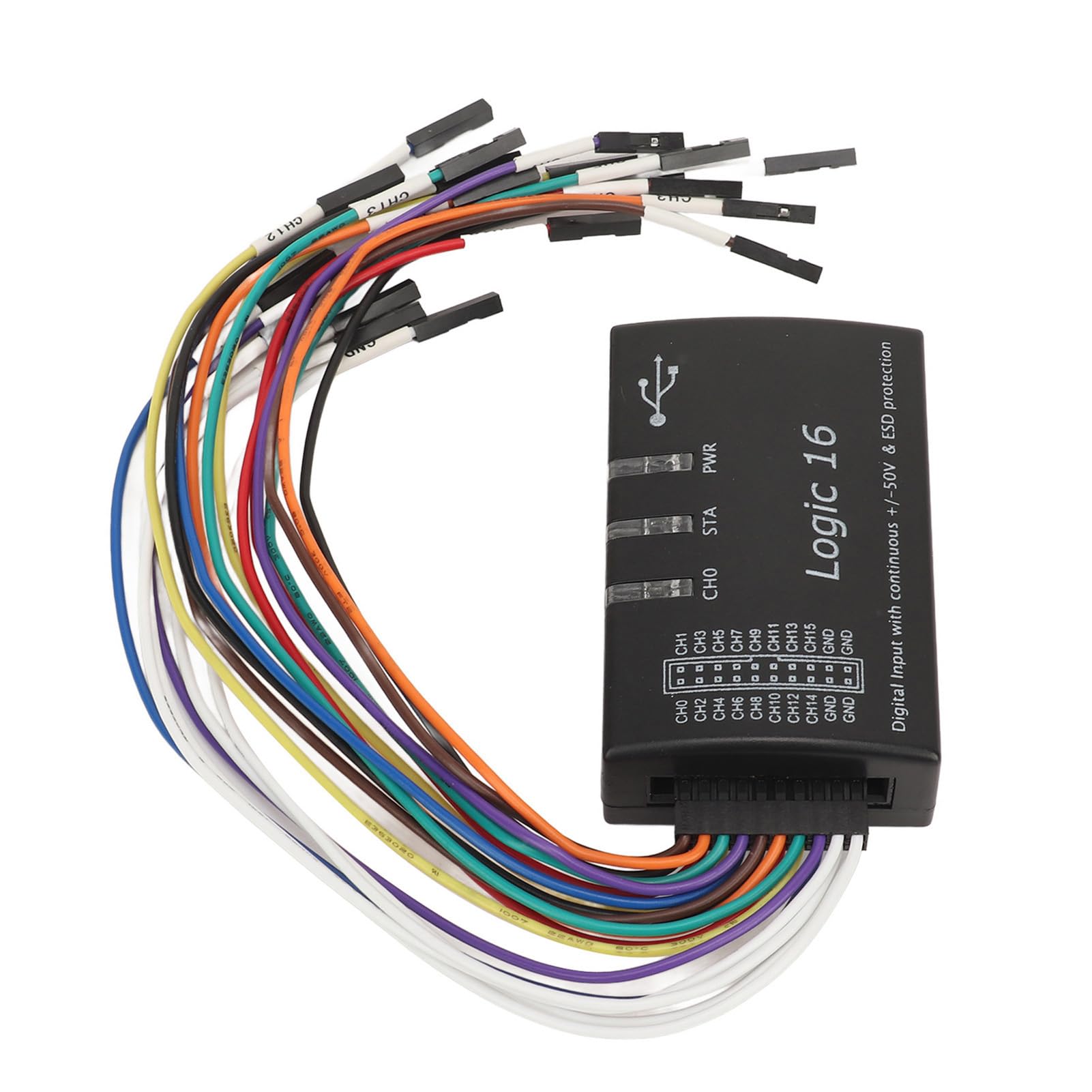 Logic Analyzer USB, Tasa de Muestreo de 16 Canales de 100m, Protección de ESD, para el Software LOGIC2