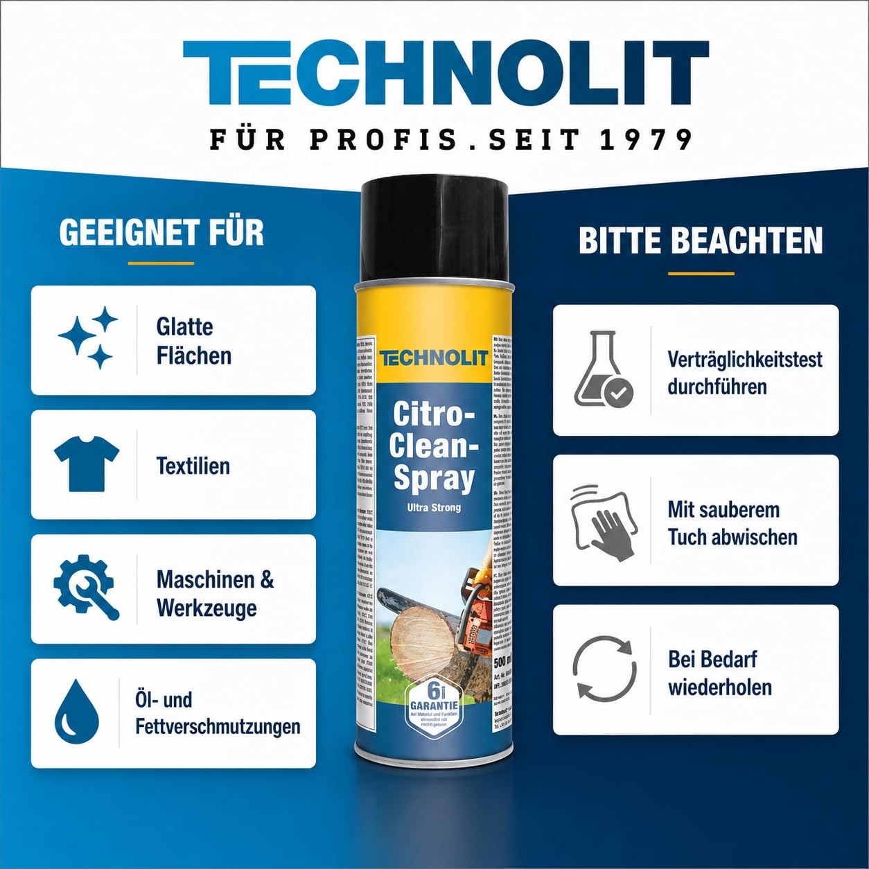 TECHNOLIT Citro Clean Spray Ultra Strong 3x 500 ml | Orangenreiniger Set | Universalreiniger gegen Fett, Klebstoff & Harz | Ohne Silikon | Ideal für Metallbau, Gastronomie, Kfz & Werkstatt