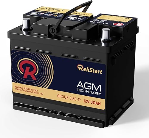 Batería AGM BCI Group 47 - Batería de coche de 12 V, 60 Ah, H5, tamaño 47, batería de 12 V de arranque y parada recargable, ciclo profundo, 105RC,