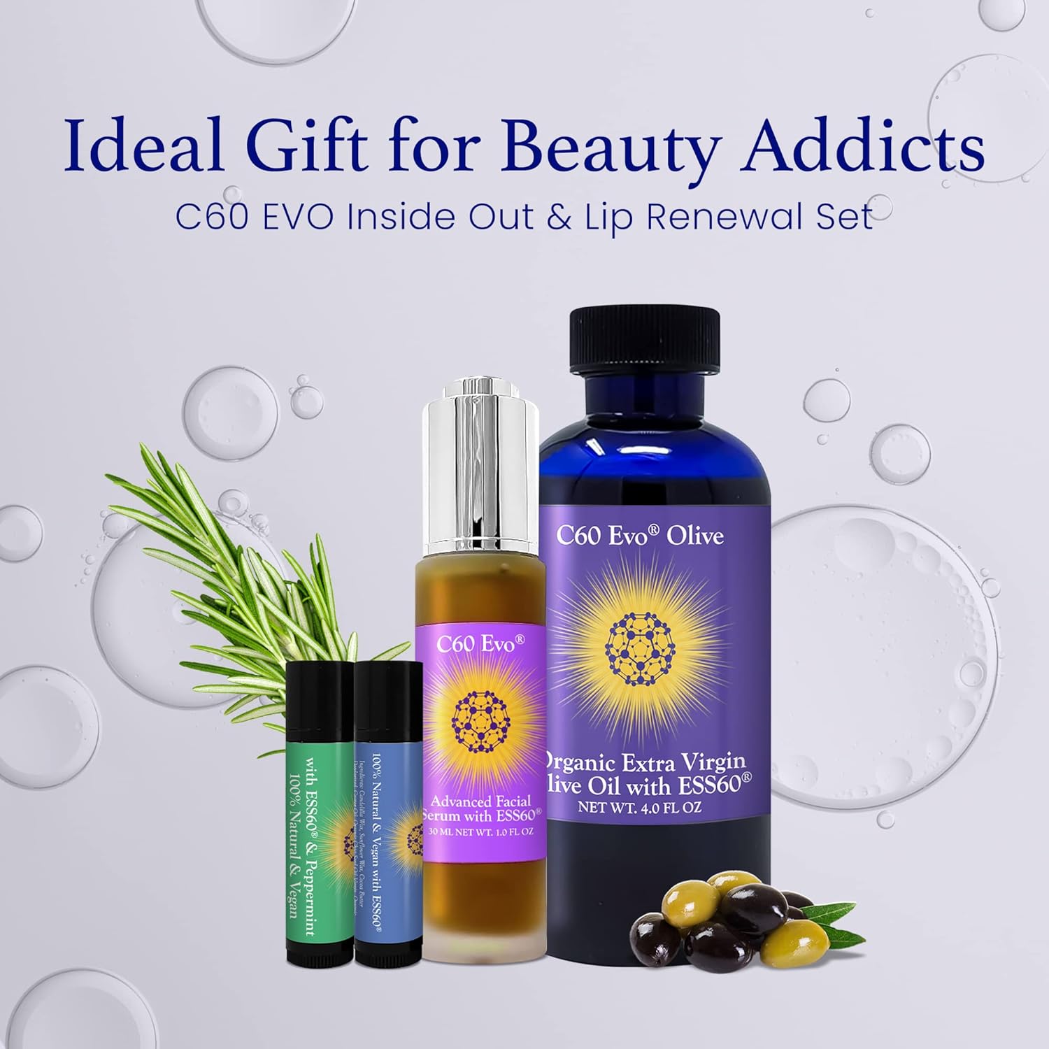 C60 Evo C&Evo Inside & Out & Lips Set - 4 Fl Oz Skincare Set - Moisturizing, Long-lasting