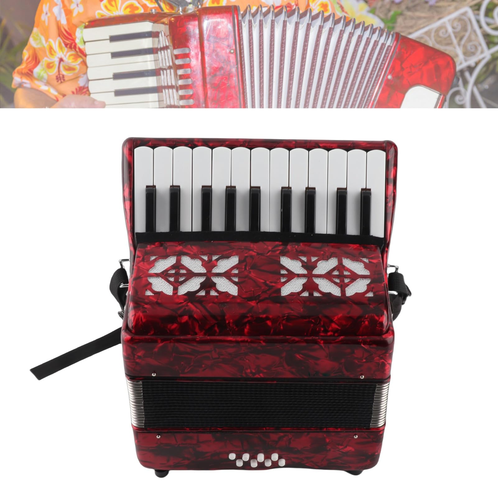 Generic - Accordéon Rouge - Fabrication Exquise Chiffon de Nettoyage et Sangle Inclus adapté aux Débutants Améliore le Talent musical