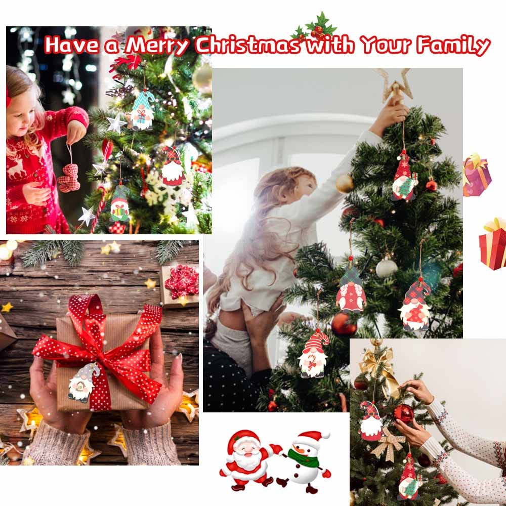 Set 24 Decorazioni Natalizie Gnomi In Legno - Ciondoli Per Albero Di Natale, Calendario Dell'Avvento - Foto 6