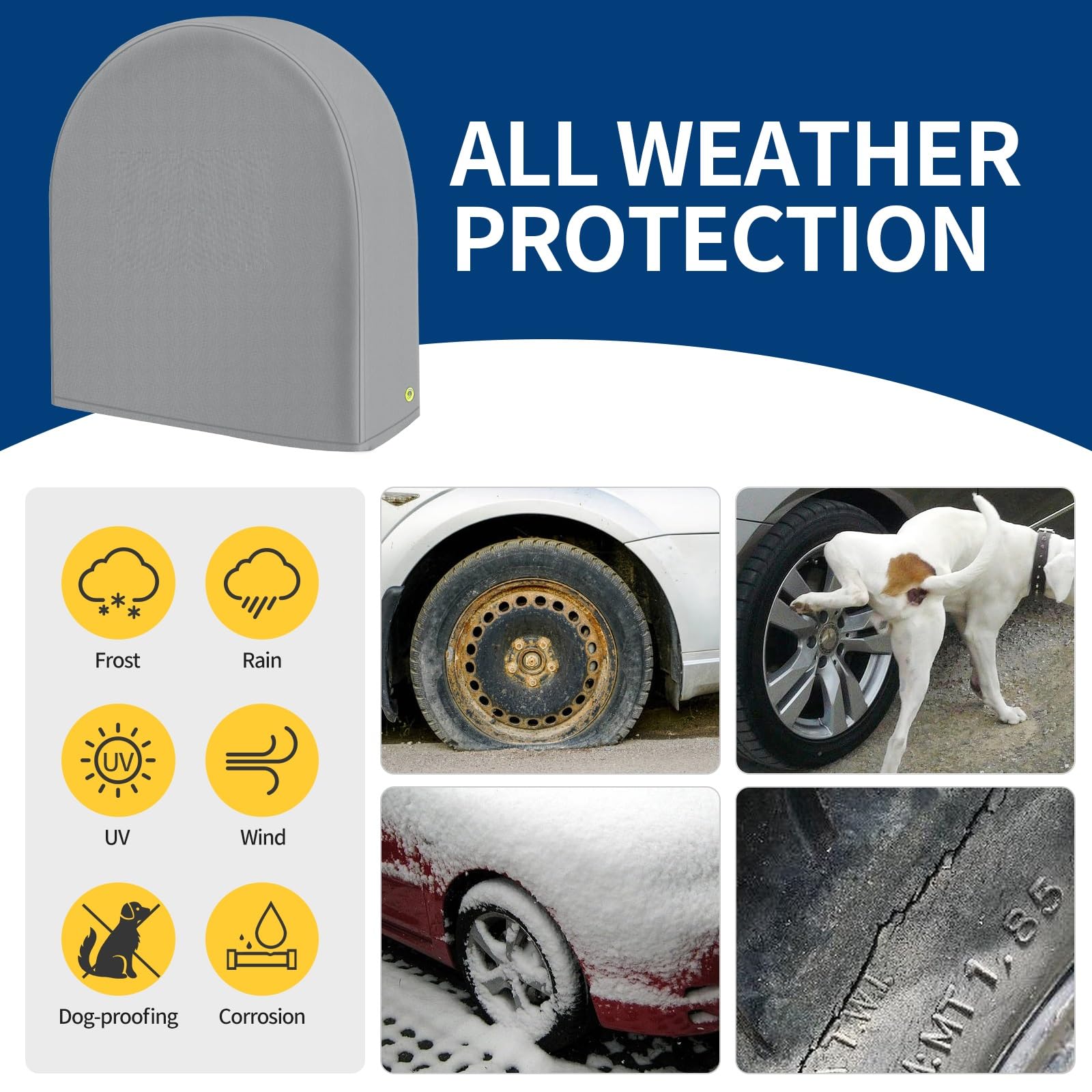 Tuszom Coperture Pneumatici 4 Pezzi 900D Impermeabili Anti-UV – Per Camper, SUV, Auto (Diametro 26-29 Pollici)