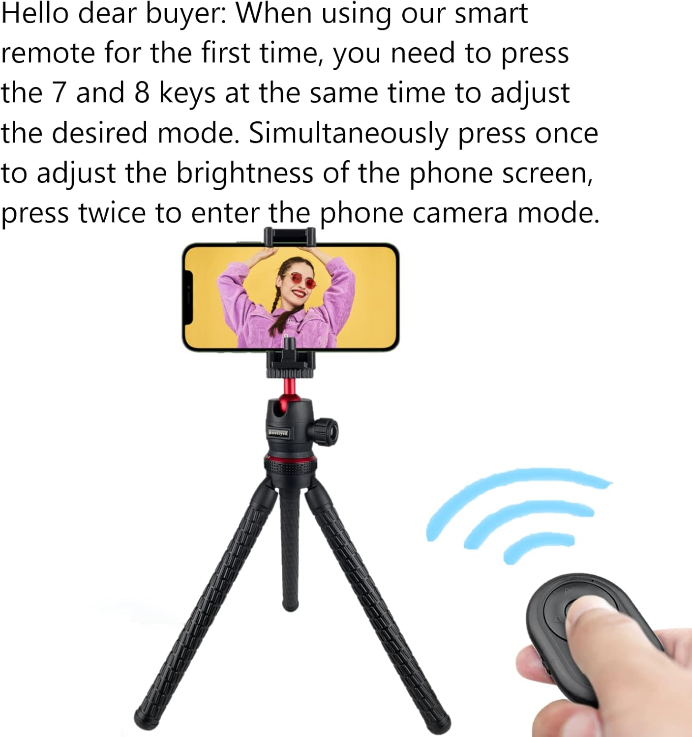 Flexible Tripod, Phone Stand for Recording, Pocket Tripod for iPhone and Android, Bendable Small Tripod, Mini Tripod, iPhone Tripod Stand Holder with Wireless Remote, Lexible Tripod, for Selfies