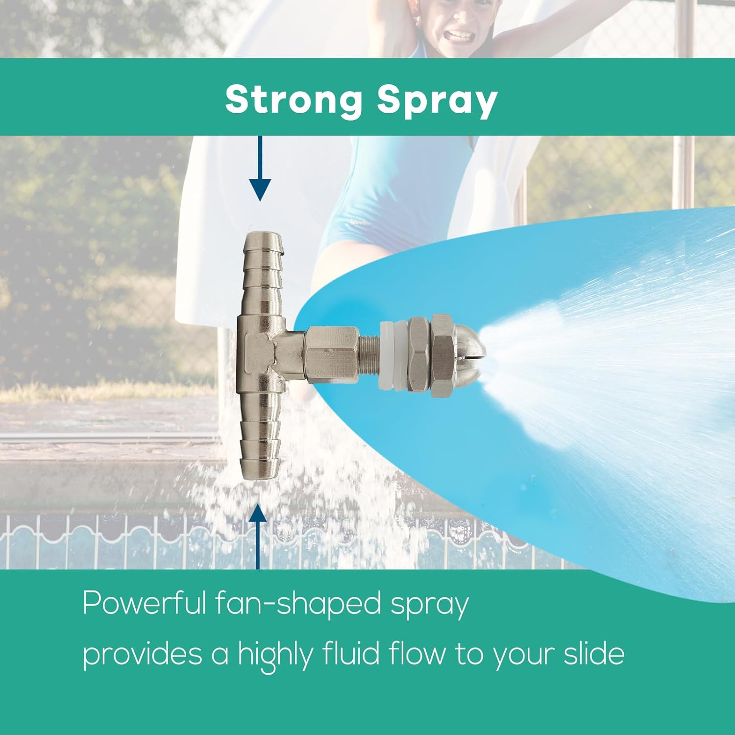 Pool Slide Spray Kit, Pool Slide Hose Kit, Swimming Pool Replacement Parts, Durable Stainless Steel&Copper Nozzles and Fittings,Leak-Free and Easy Install Pool Slide Tubing Kit.