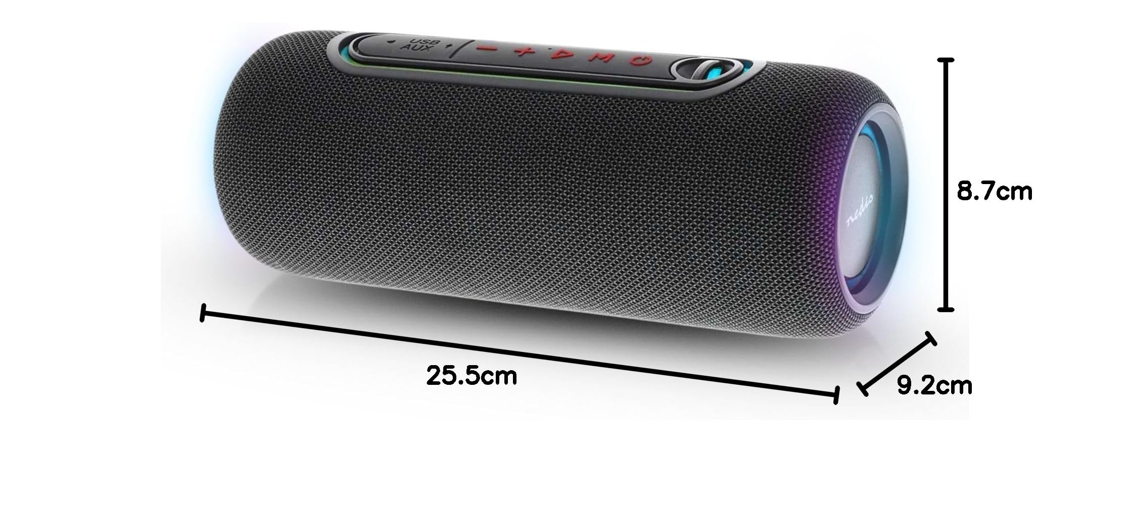 Nedis Altoparlante Bluetooth - Tempo massimo di riproduzione della batteria: 4 ore - Dispositivo portatile - 30 W - Stereo - Microfono incorporato - X5 - Collegabile - Nero