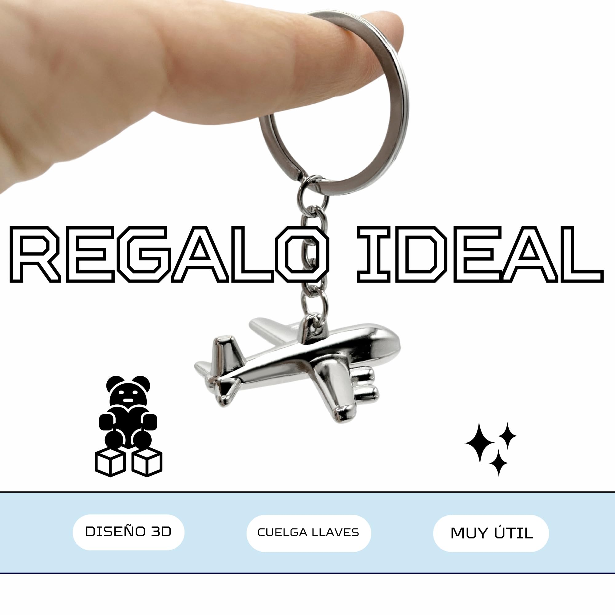 Llavero metálico en forma de Avion, Key Chain plane, 1 Unidad - imagen 3
