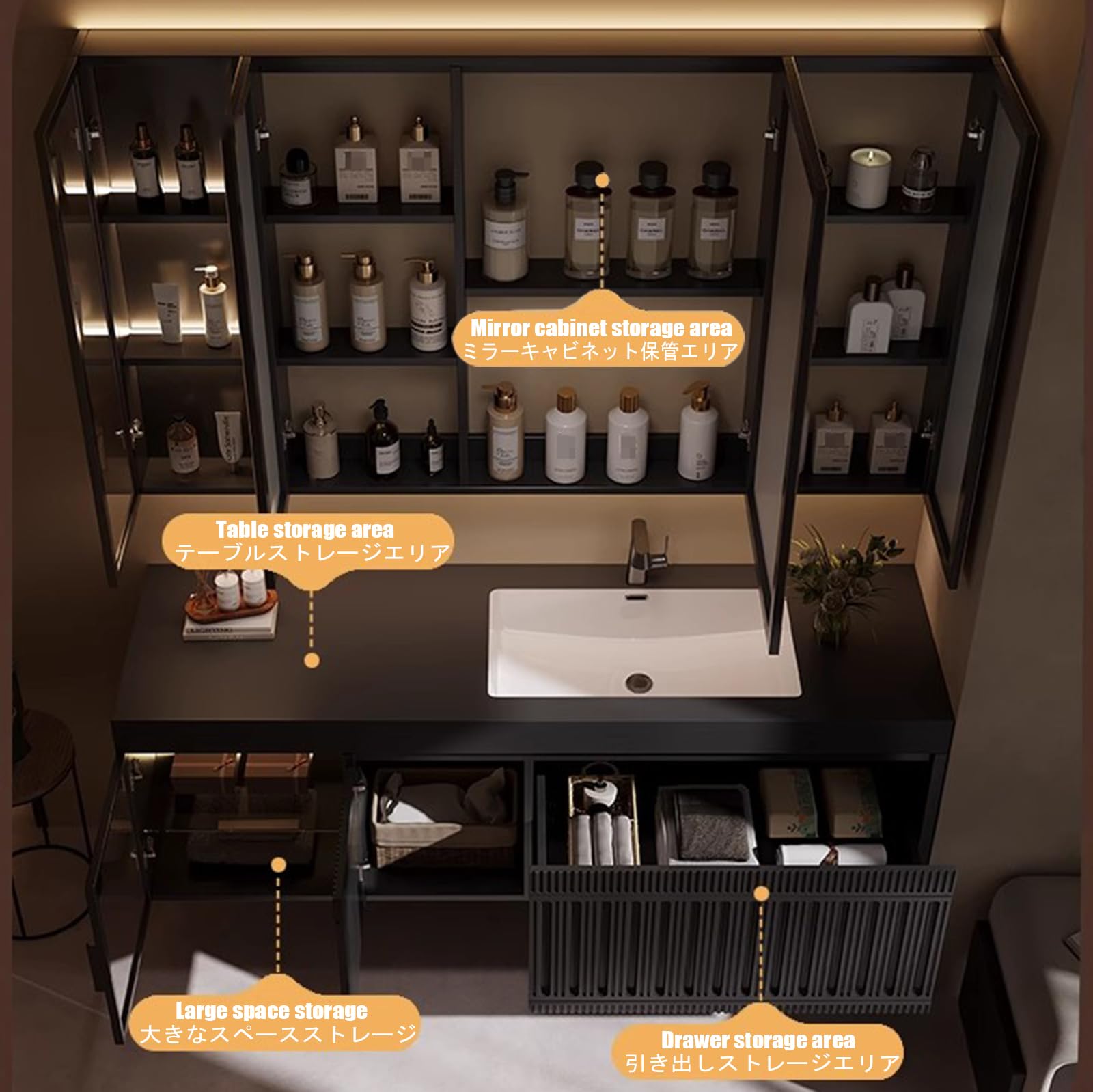Mueble De Baño con Lavabo Incluido, Cajones, Puertas, Estilo Moderno Nórdico Vintage, Muebles De Baño con LavaboWhite,140cm/55in