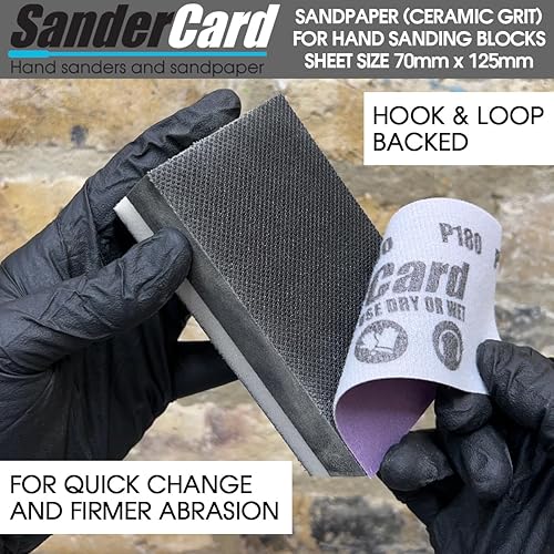Miniatura 5 de 20 hojas de papel de lija para bloques de lijado a mano, 4.9 x 2.8 pulgadas, reverso de bucle, papel de lija para madera, metal y pintura. Grano