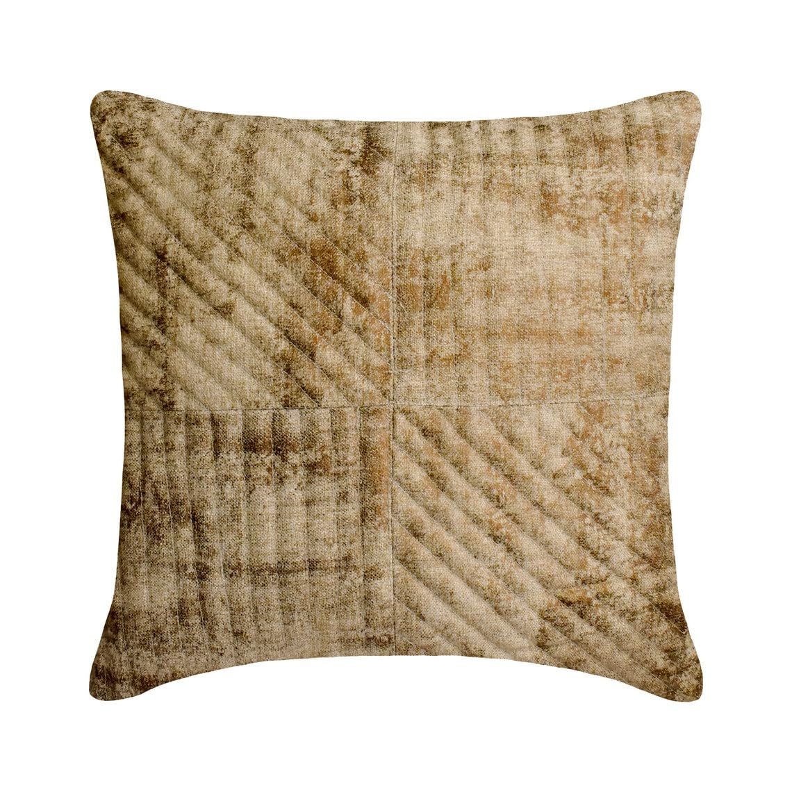 The HomeCentric Decorative Copper 35x35 cm (14"x14") Cushion Covers, Linen Patchwork, Foil & Quilted Cushion Covers, Striped Pattern Modern Style - Copper Lane โ image 1