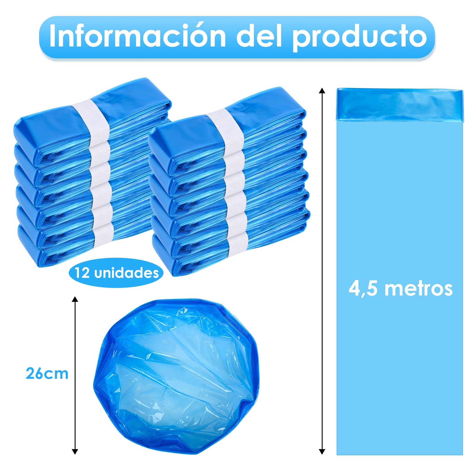 Recambios Contenedor de Pañales 12 Piezas Recambios de Papeleras de Pañales Bebe Compatible con Todos los Cubos de Pañales (Azul)