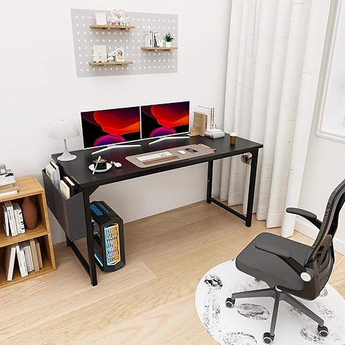 Miniatura 2 de DUMOS Escritorio de computadora pequeño de oficina de 32 pulgadas estilo simple moderno mesa de trabajo de estudio para dormitorio en casa - negro