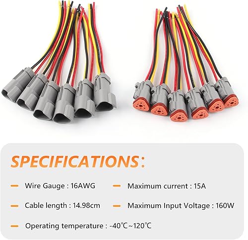 Vista 56 de Newdeli Kit de conectores Deustch de 338 piezas de 2 3 4 6 8 12 pines con herramienta de prensado Deutsch y herramienta de extracción de conector