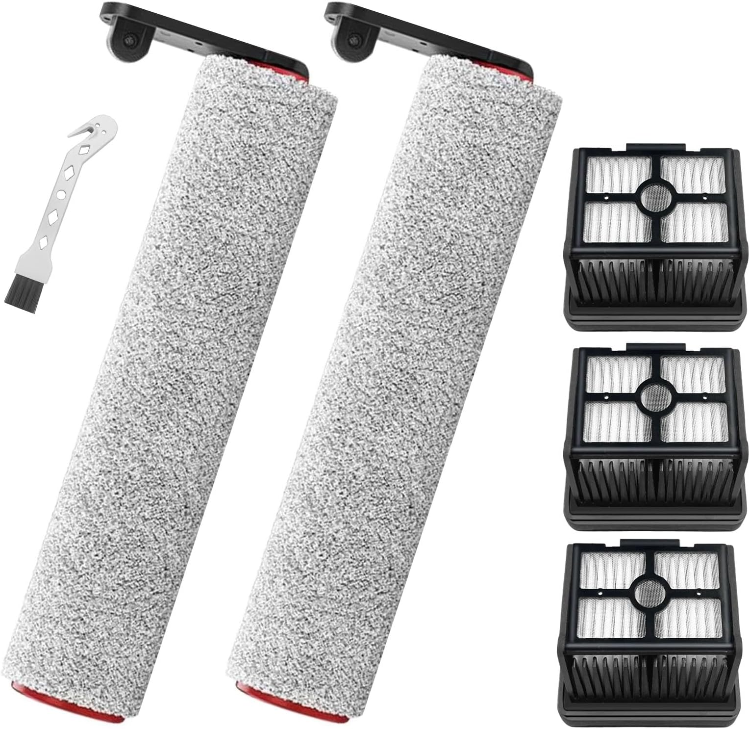 Roller Brush + Filter Replacement Parts For Dreame H12 Pro/ H12 Dual /G10 Pro Wet And Dry Vacuum Cleaner, Accessory Set 2 Brush Roll + 3 Filters