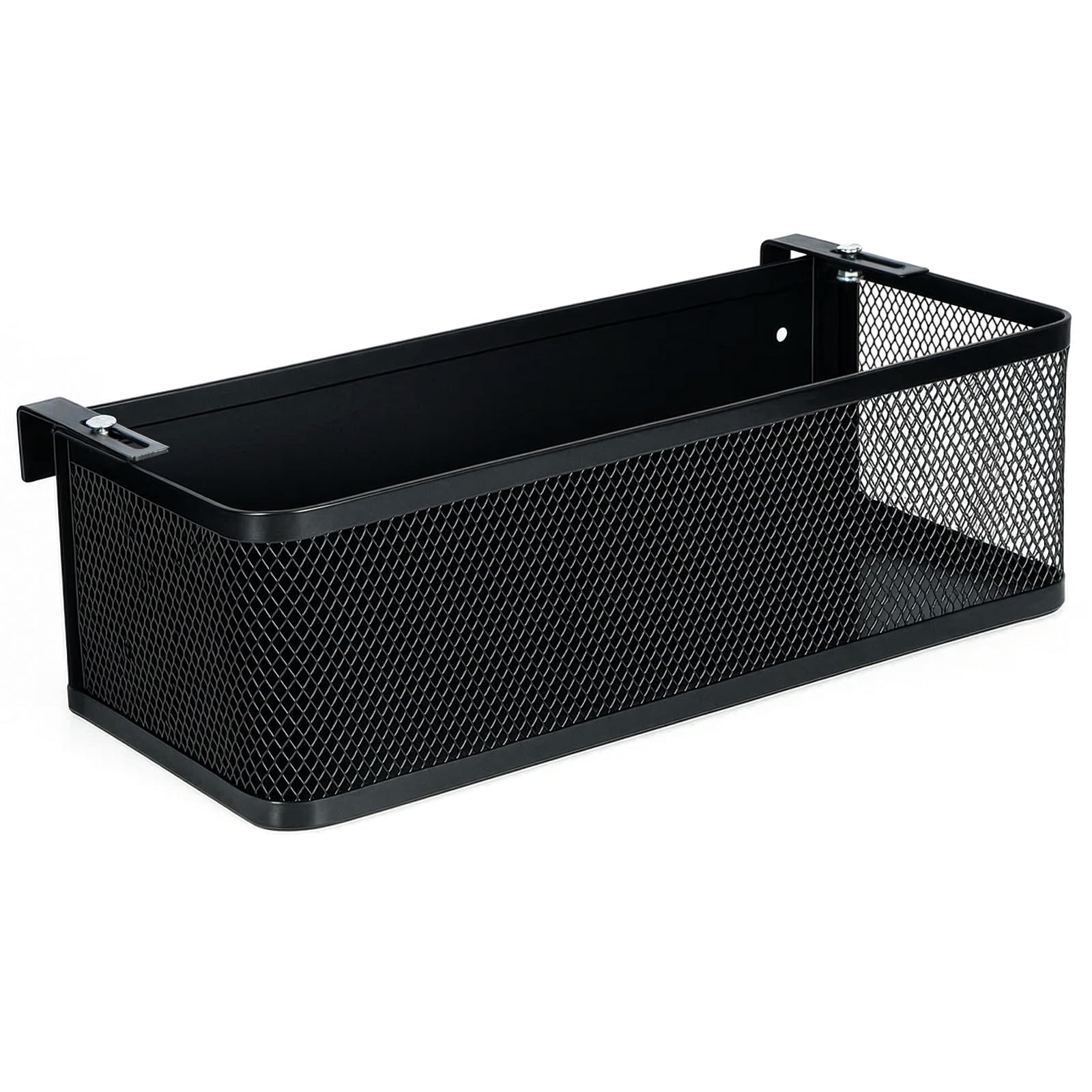 Metal Bedside Storage Basket,with Hanging,Wire Mesh Organizer For Phones, Books, Glasses And Remote Controls, Easy Hook-On Design For Dorm, RV Or Office (Black)