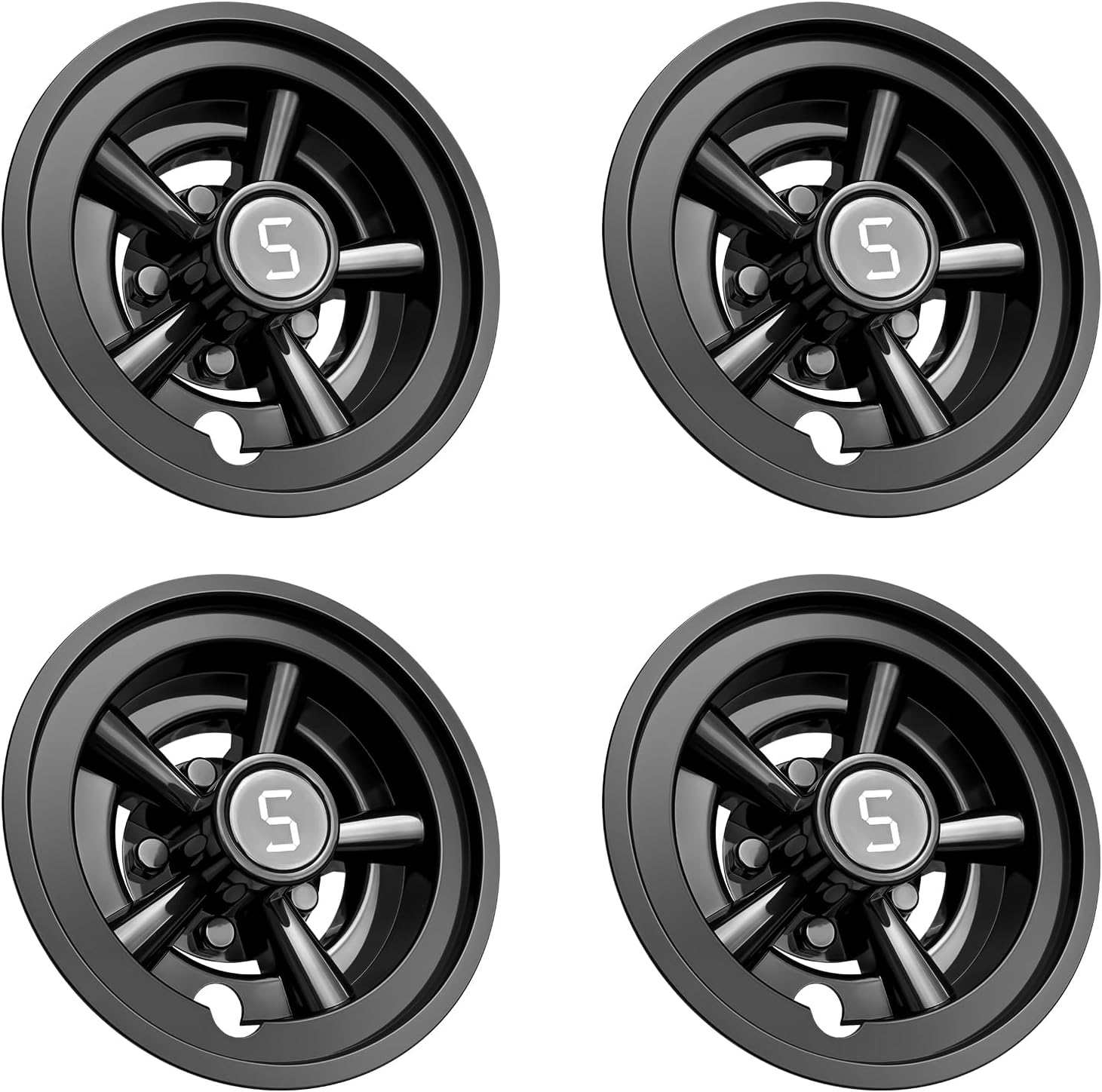 8 Inch Golf Cart Wheel Cover Hub Caps, Universal Black Golf Cart Hub Snap-on Installation for Most Golf Carts Yamaha, Club Car, EZGO (Set of 4)
