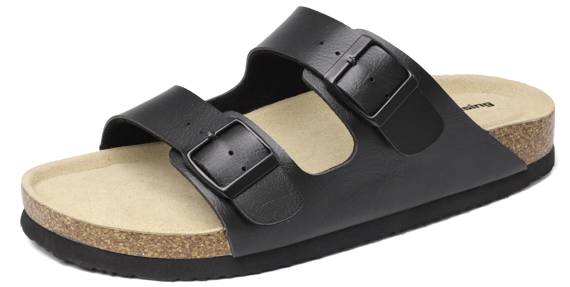 Mesing Ciabatte Sandali Donna Uomo Estive con Plantare in Sughero Comodi Slide Ortopedici Doppia Fibbia Pelle Scamosciata Antiscivolo Pantofole
