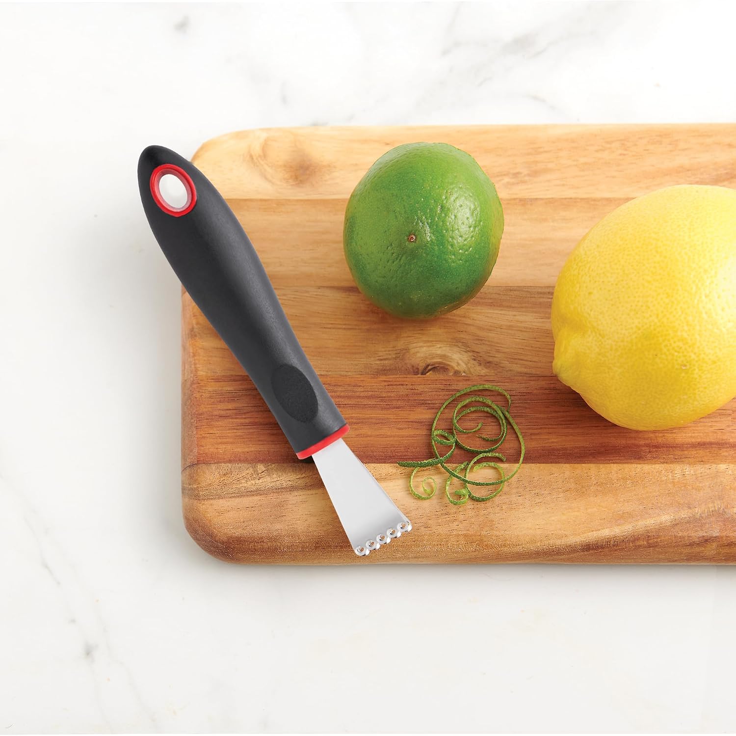 CatCora Citrus Zester, Professional Japanese Stainless Steel Blade For Zesting, Citrus Peel Twists, and Chocolate Curl Garnishes, Ergonomic Soft-Grip Handle