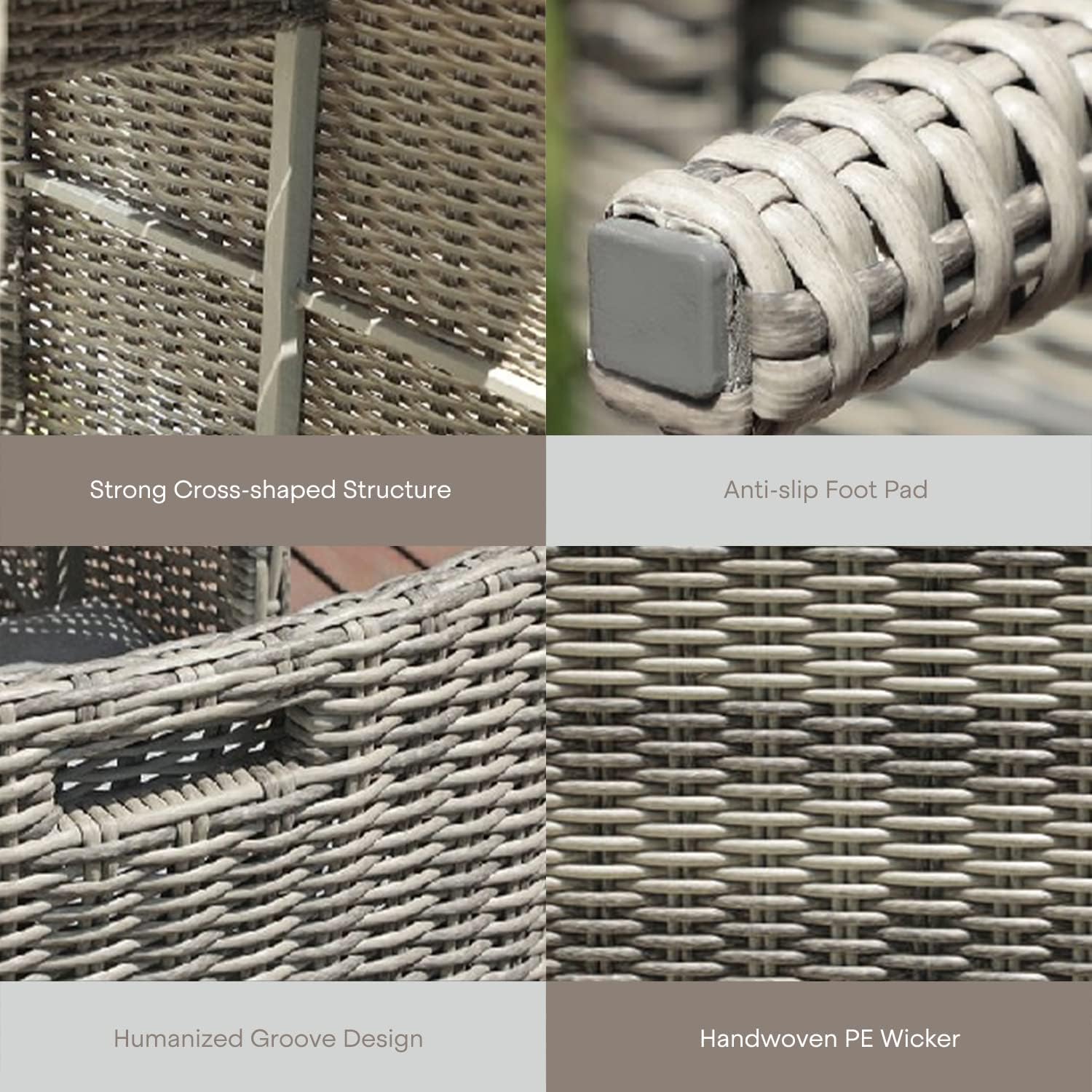 AcePRO 3-Piece Rattan Bistro Set Outdoor Patio with Grey Cushions, NO Assembly : Patio, Lawn & Garden