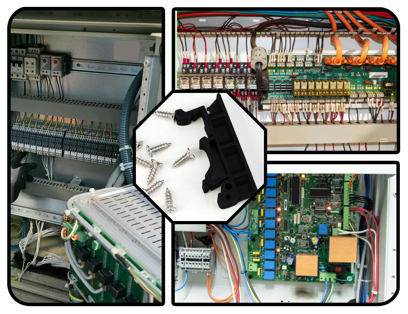 20 Adaptateurs Pour Rail DIN Lhbwhiz - Support PCB Pour Rail DIN 35mm - Avec 40 Vis - Noir Support PCB Rail 35mm